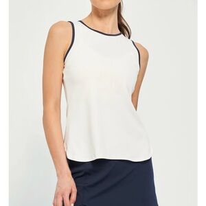 Lija White Top with navy trim
